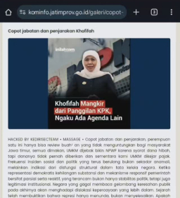 Intip Isi Unggahan Hacker di Situs Diskominfo Jatim Sebelum Dihapus 