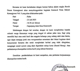 Surat Pemdes di Malang Viral, Bayi dan Lansia Diminta Mengungsi Saat Karnaval Sound Horeg