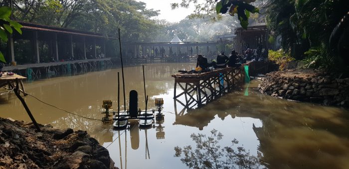 Suasana Wisata Mancing Jawa Timur di Monstero Fishing Park Sidoarjo, Sabtu (27/7/2024)