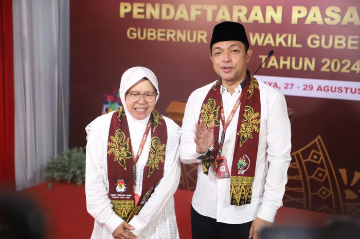 Risma-Gus Hans resmi mendaftarkan sebagai calon Gubernur dan Wakil Gubernur Jawa Timur dalam Pilgub Jatim 2024.