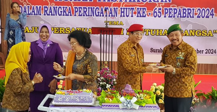 PEPABRI Jatim gelar Tasyakuran dengan dihadiri Agum Gumelar, Jenderal TNI (Purn) yang juga Ketua Umum Dewan Pimpinan Pusat PEPABRI dan Gubernur periode 2019-2024 Khofifah Indar Parawansa, Rabu (18/9/2024).
