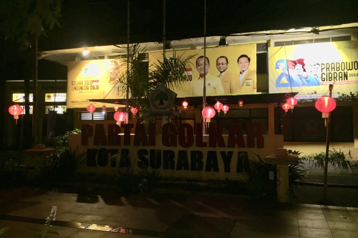 Wujud Toleransi, Kantor DPD Partai Golkar Surabaya Berhias Lampion Hiasan Imlek