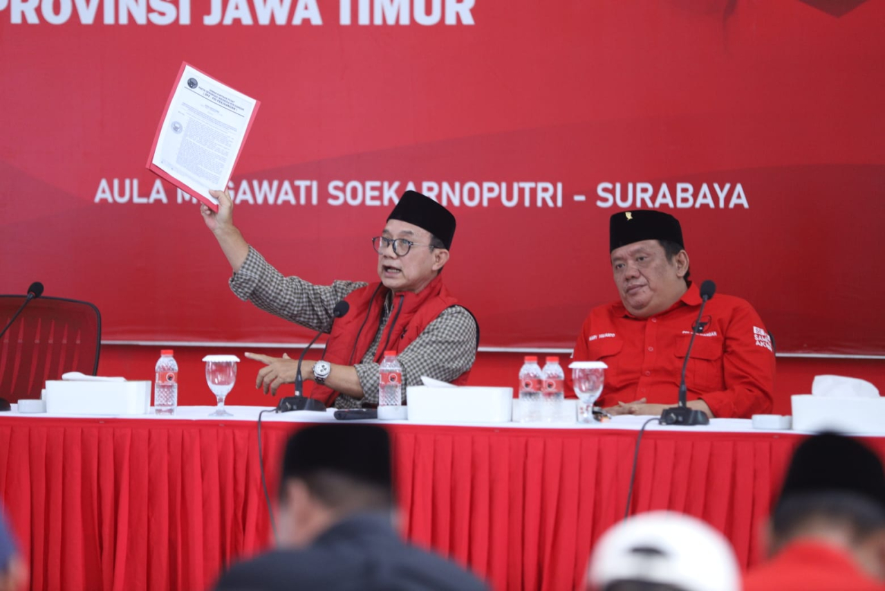 Rapat konsolidasi internal DPC PDI Perjuangan Sidoarjo di Aula Megawati Soekarnoputri kantor DPD Jatim, Sabtu (28/6/2025). Ist