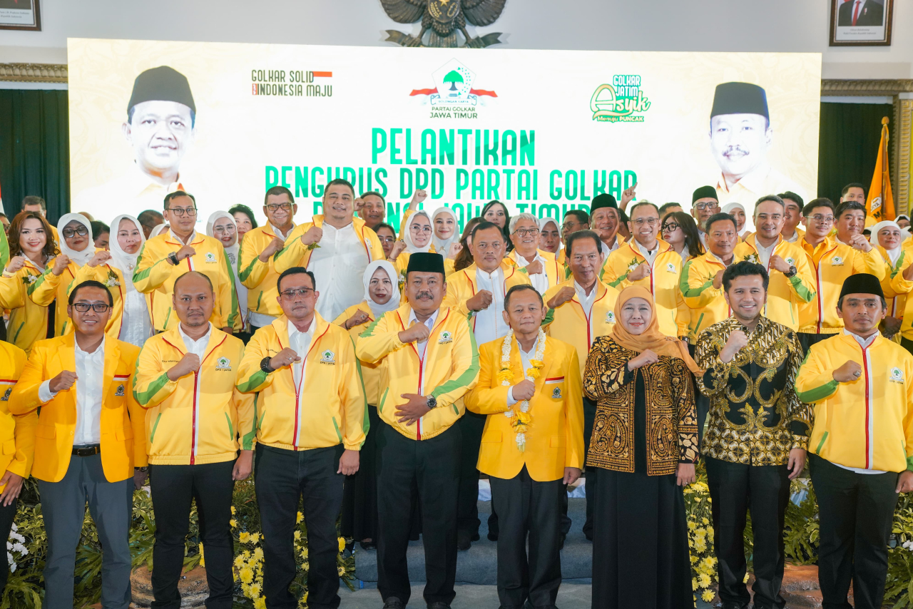 Susunan pengurus DPD Partai Golkar Jatim periode 2025-2030. (Foto: Jairi Irawan, Wakabid Komunikasi Media DPD Golkar Jatim)