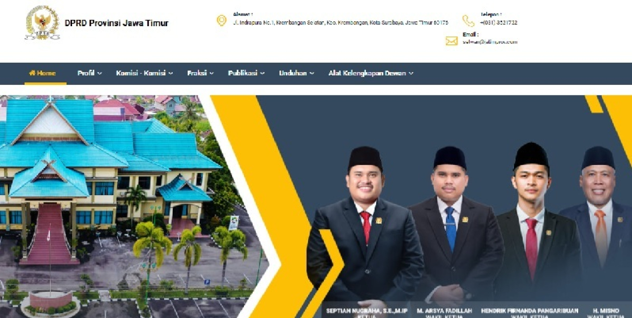 Tampilan situs palsu DPRD Jatim. (Foto: tangkapan layar)