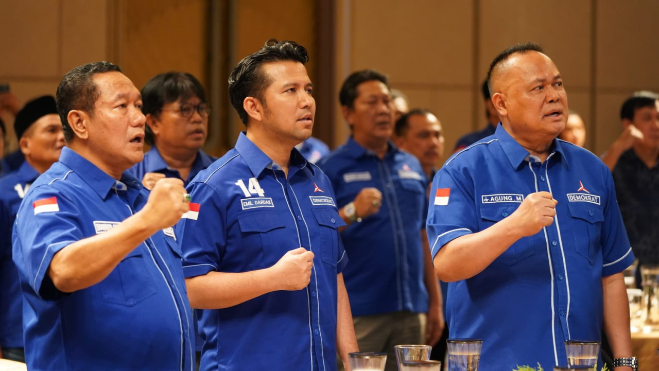 DPD Partai Demokrat Jatim gelar Halalbihalal di hotel daerah Surabaya, Jumat (17/4/2026).