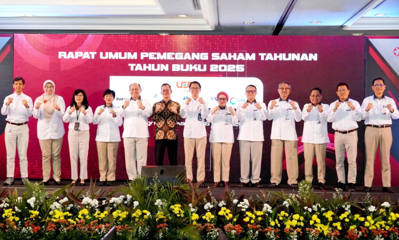 Direktur Utama PT PAL Indonesia, Kaharuddin Djenod, menyampaikan paparan kinerja perusahaan dalam RUPST Defend ID Tahun Buku 2025 di Jakarta, Senin (26/5/2026).