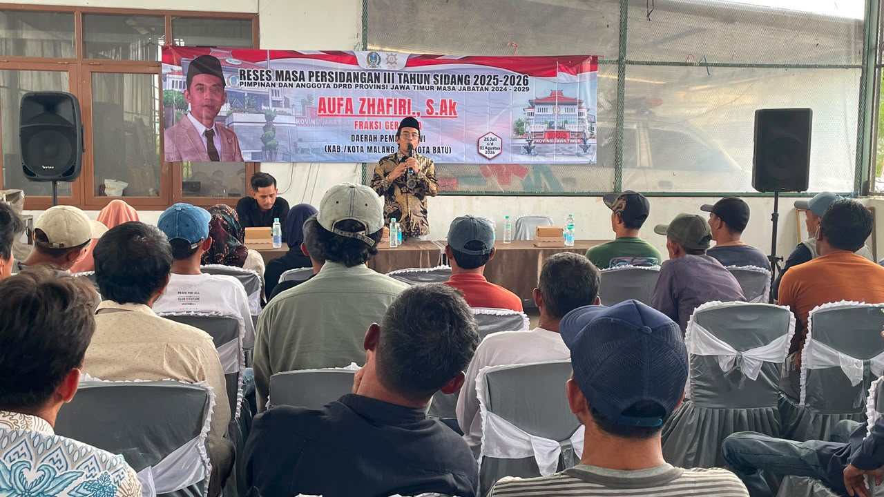 Aufa Zhafiri, anggota DPRD Jatim dari Fraksi Gerindra saat menggelar reses di Pujon, Malang.